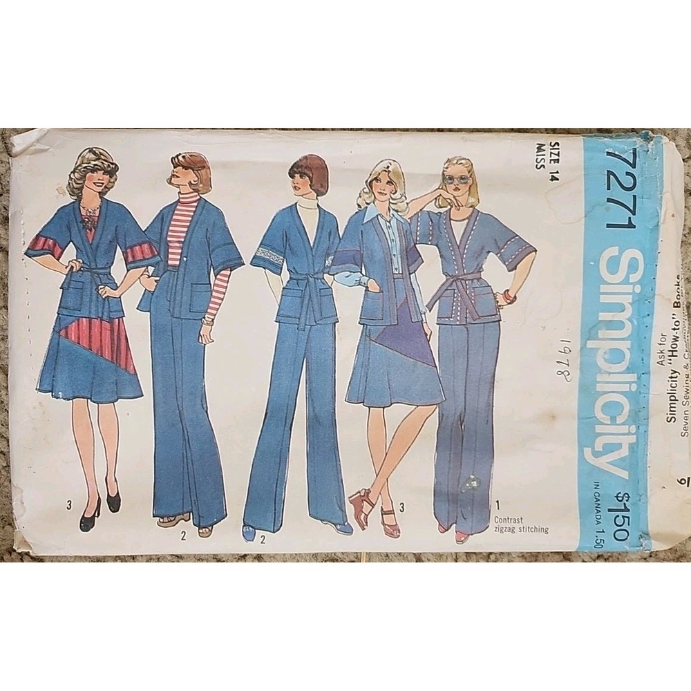 Simplicity 7271 Misses Skirt Pants Jacket Pattern 12 *uncut